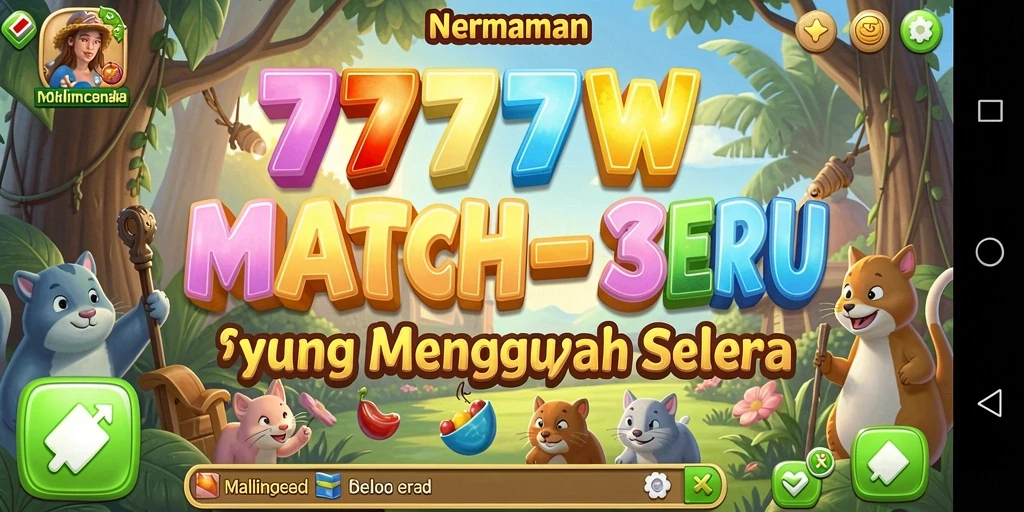 Tampilan gameplay seru dalam 7777W yang penuh warna.
