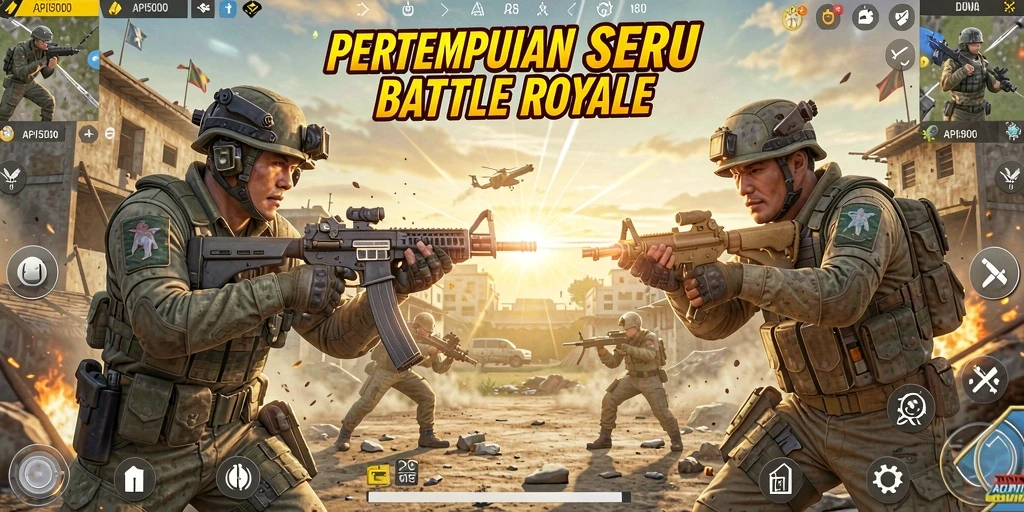 Screenshot gameplay API5000 menunjukkan aksi intens Battle Royale.