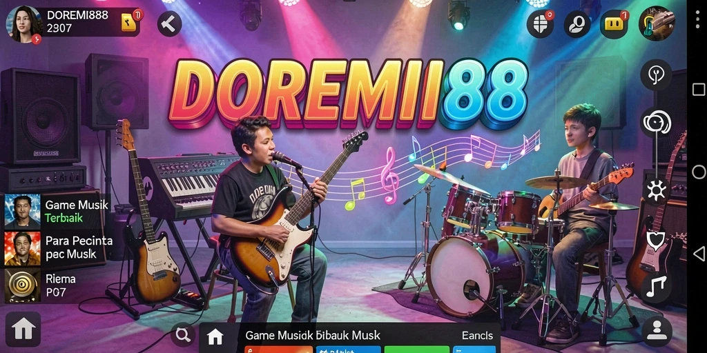 Screenshot DOREMI88 menunjukkan momen seru bermain musik.