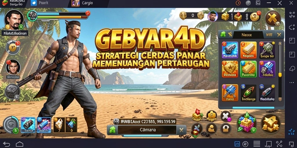 Tangkapan layar dari gameplay GEBYAR4D yang menampilkan strategi pertarungan.