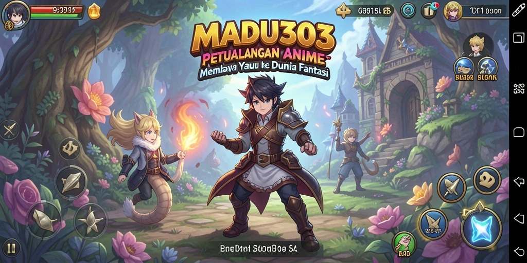 Tampilan gameplay MADU303 dengan karakter Anime yang hidup.