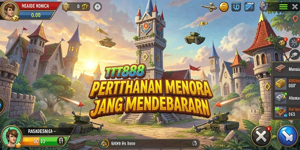 Tampilan gameplay TTT888 yang menegangkan dalam pertempuran Tower Defense.