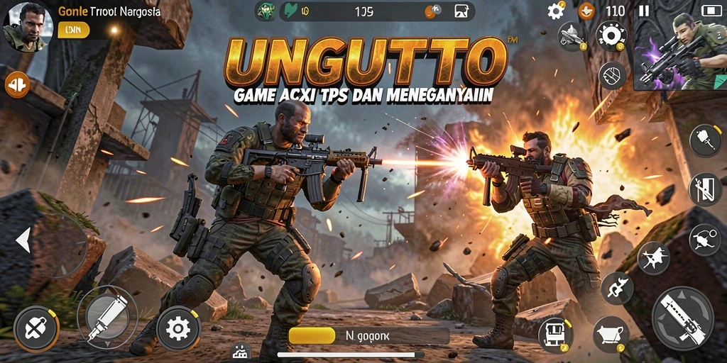 Screenshot menampilkan gameplay seru UNGUTOTO dengan aksi menembak intens.