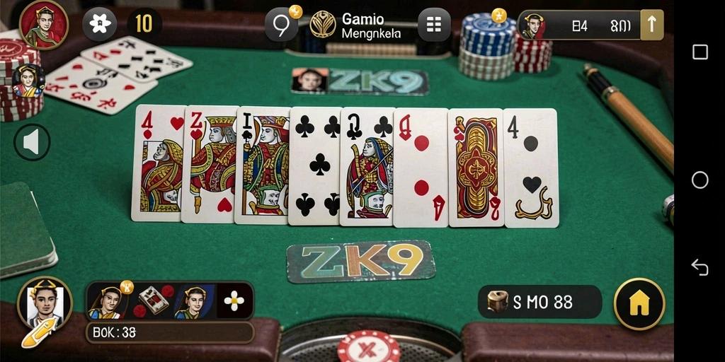 Screenshot gameplay ZK9 yang menampilkan aksi seru permainan Domino.