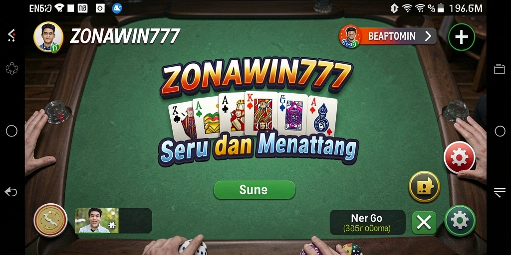 Screenshot utama ZONAWIN777 menunjukkan aksi seru permainan domino.